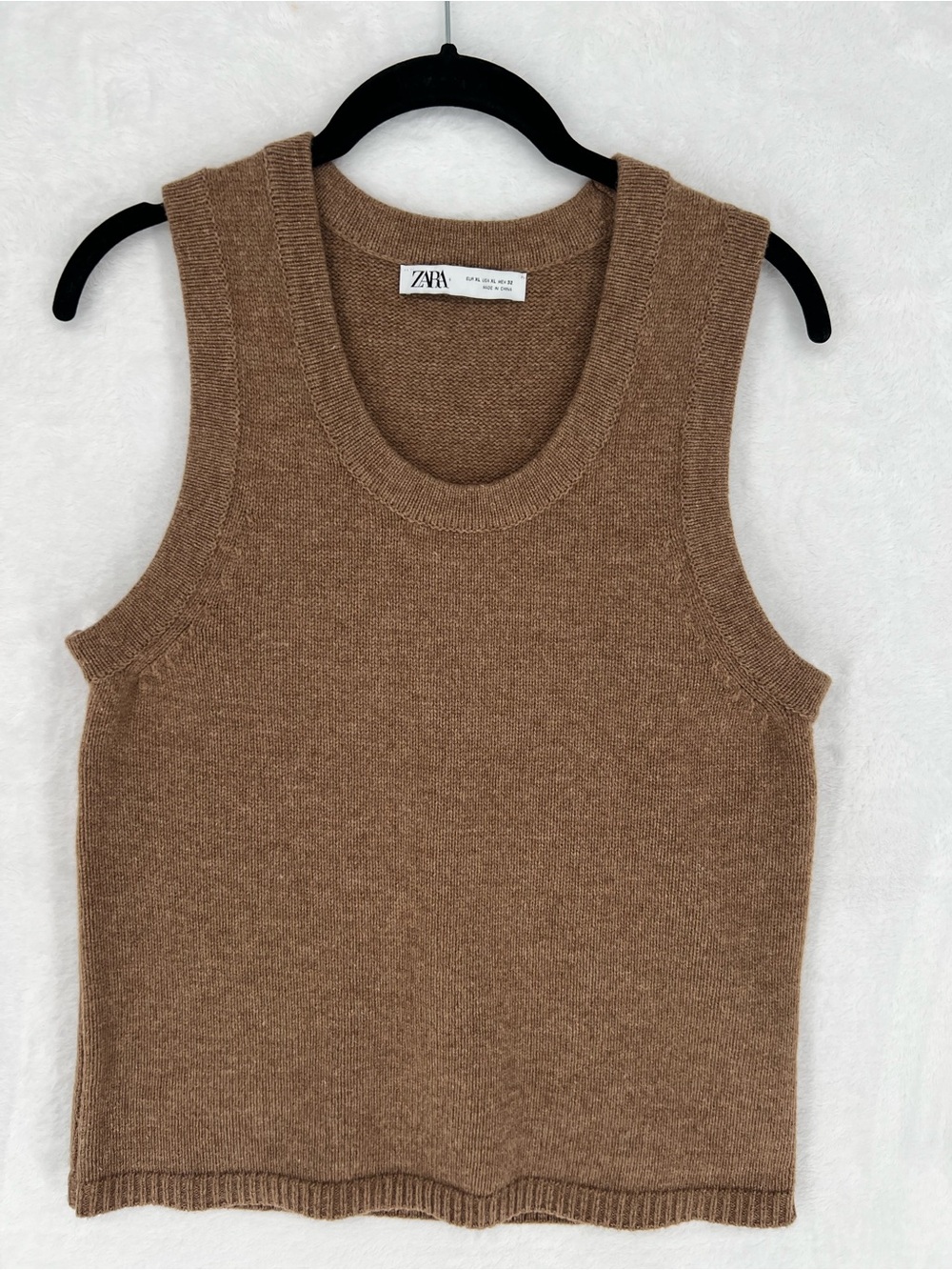 Zara 100% Wool Cropped Sleeveless Top Womenâs Sz XL Academia Luxury Minimalist